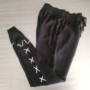 Jonathan Simkhai Black Pointelle Knit Pull On Jogger Pants Corset detail sz. S